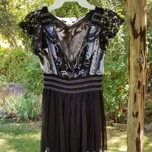 Boho style Black and white dress